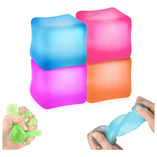 Pack 4 Cubos Sensoriales Squishy Antiestrés Sugar Ball de Silicona