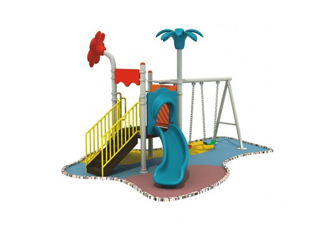 Juego Modular para Plaza Resbalin Curvo y Columpio 