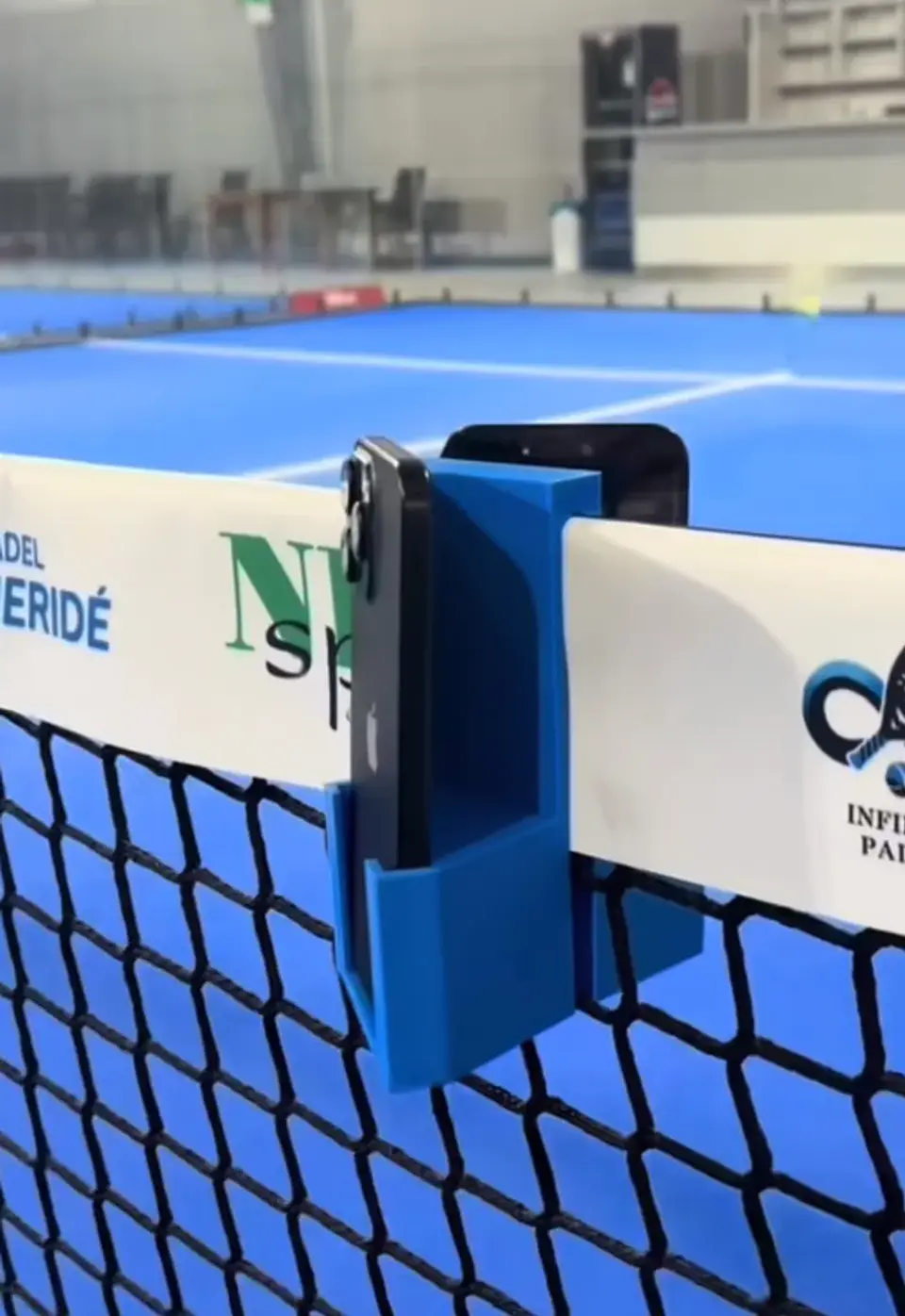 Soporte para teléfono para red tenis-padel 1