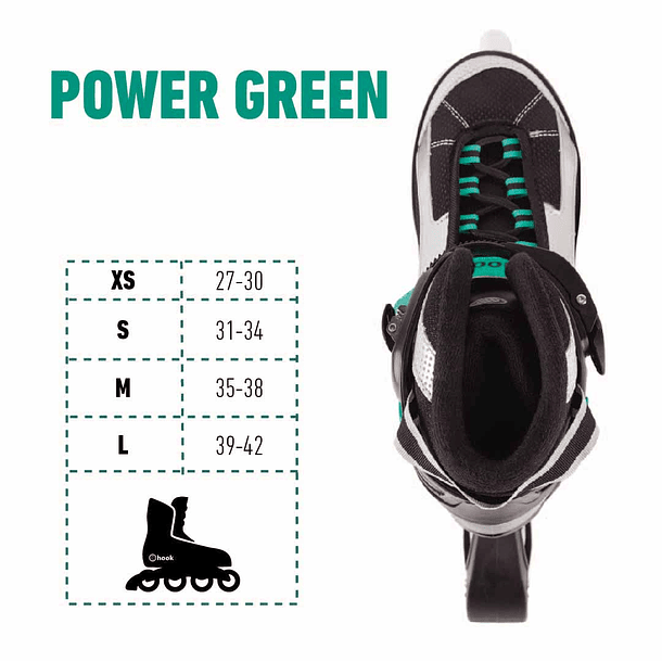 PATINES HOOK POWER GREEN XS (27-30) 11
