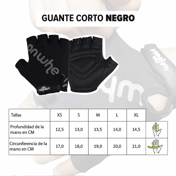 GUANTE CORTO ONWHEELS NEGRO TALLA L 9