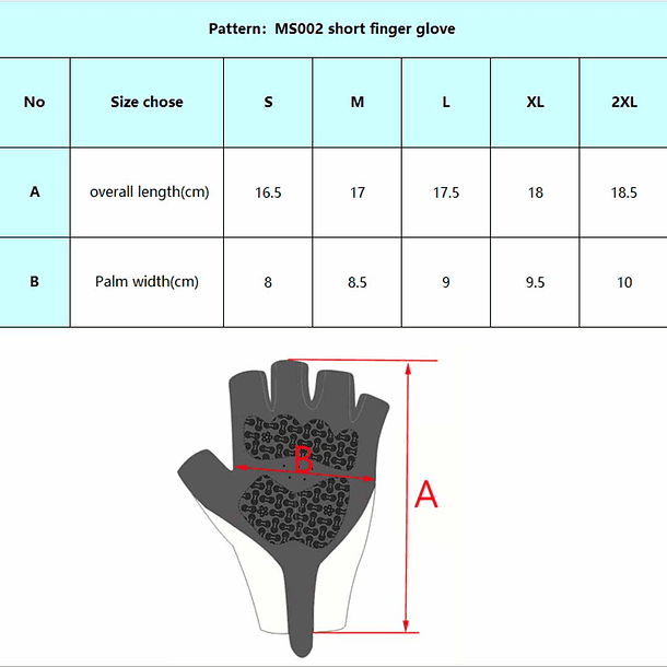 GUANTE CORTO MS002 NEGRO TALLA S 4