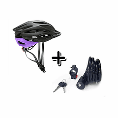 CASCO SPORT ONWHEELS NEGRO MORADO M (55-58CM)+ CANDADO ESPIRAL ONWHEELS CON LLAVE 12X150