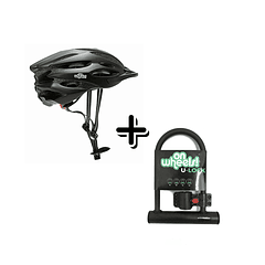 CASCO SPORT ONWHEELS NEGRO L (58-60CM)+U-LOCK ONWHEELS CORTO CON SOPORTE - NEGRO 