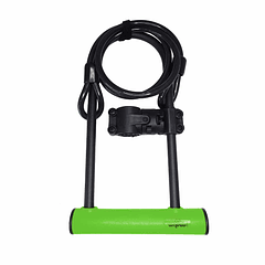 U-LOCK ONWHEELS LARGO CON PIOLA Y SOPORTE - VERDE