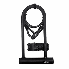 U-LOCK ONWHEELS LARGO CON PIOLA Y SOPORTE - NEGRO