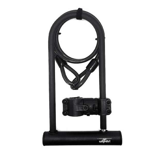 U-LOCK ONWHEELS LARGO CON PIOLA Y SOPORTE - NEGRO 1