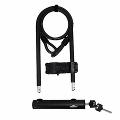 U-LOCK ONWHEELS LARGO CON PIOLA Y SOPORTE - NEGRO