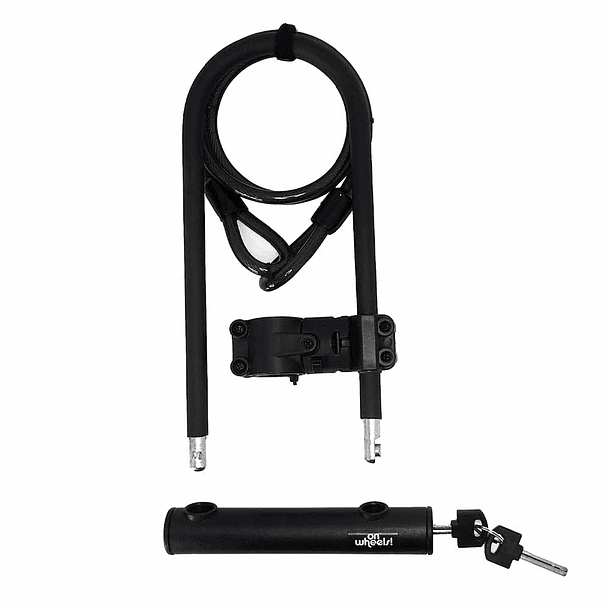 U-LOCK ONWHEELS LARGO CON PIOLA Y SOPORTE - NEGRO 2