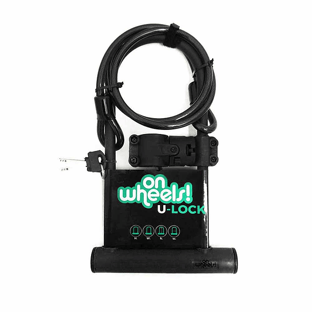 U-LOCK ONWHEELS LARGO CON PIOLA Y SOPORTE - NEGRO 6