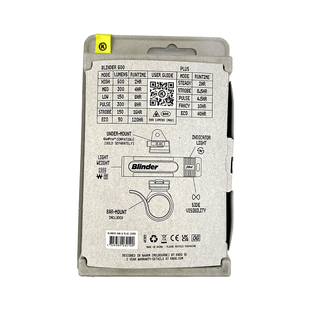 SET DE LUCES BLINDER PRO 600 LM + PLUS TRASERA 20 LM 12