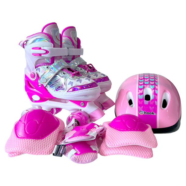 PATINES HOOK QUAD J-ONE + PROTECCIONES PINK XS(27-30) 2