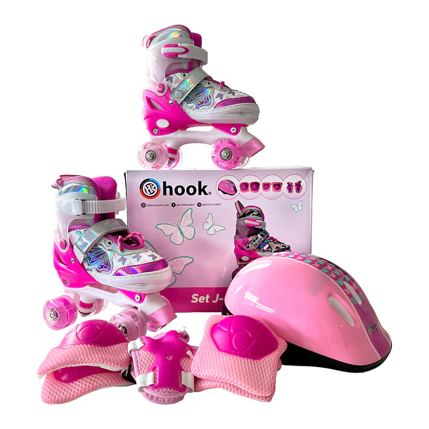 PATINES HOOK QUAD J-ONE + PROTECCIONES PINK S(31-34) 1