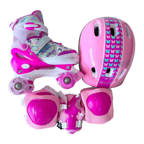 PATINES HOOK QUAD J-ONE + PROTECCIONES PINK S(31-34) 3