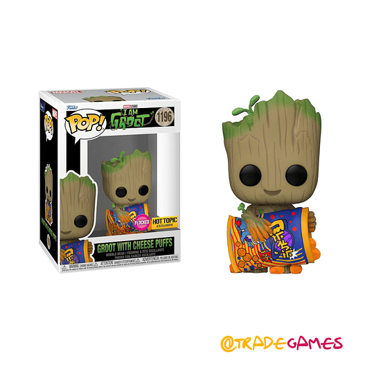 Funko Pop! GROOT WITH CHEESE PUFFS 1196 Flocked HOT TOPIC