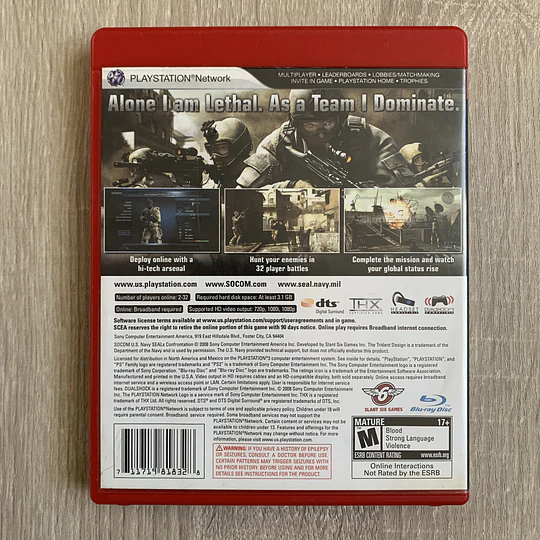 SOCOM U.S. NAVY SEALs: Confrontation PS3 (USADO) Greatest Hits