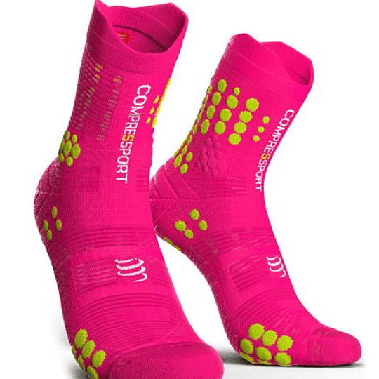 Calcetín Trail v3 Compressport - Rosado