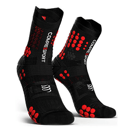 Calcetín Trail v3 Compressport - Negro/Rojo