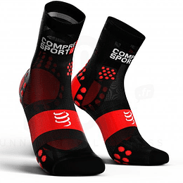 Calcetín Run High v3 Ultralight Compressport Negro/Rojo