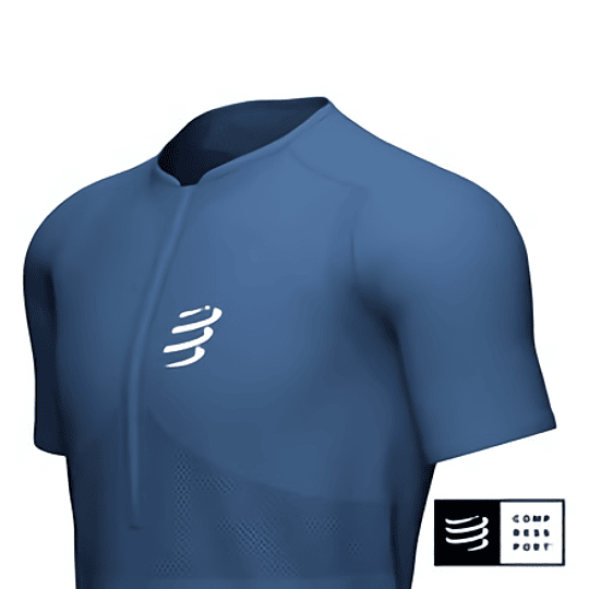 Trail Half Zip Fitted SS Top Blue 