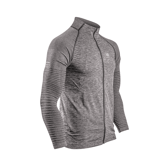 Running Seamless Zip Sweatshirt Grey Melange - Compressport