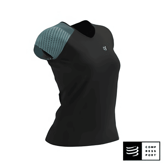 Performance SS Tshirt Negra de Mujer - Compressport