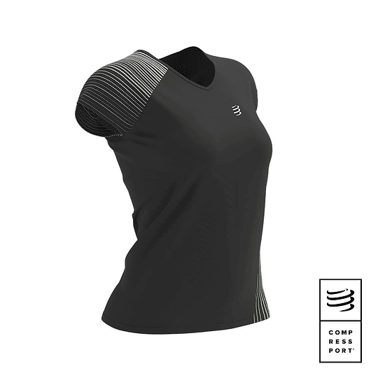 Performance SS Tshirt Black Paradise de Mujer - Compressport -