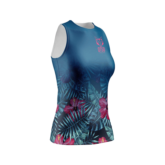 Polera de running Otso mujer sin manga Tropical Dark