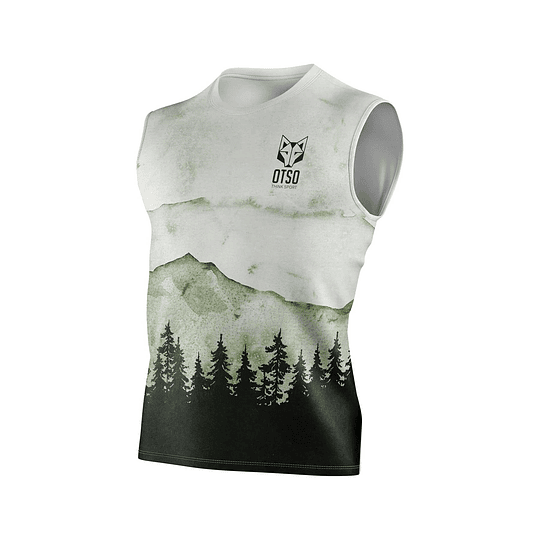 Polera de running Otso sin manga hombre Green Forest