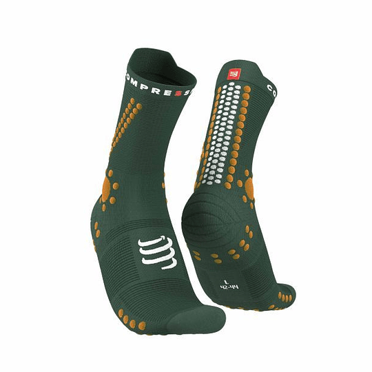 Calcetines de Trail Running Pro Racing Socks v4.0 Green DK Cheddar - Compressport