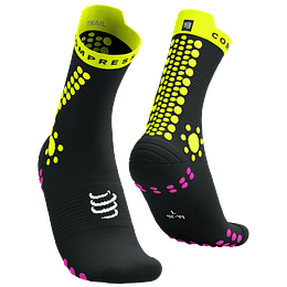 Pro Racing Socks v4.0 Trail - Black Safe Yellow Neo Pink