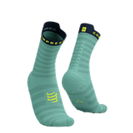 Pro Racing Socks v4.0 Ultralight Run High - EGGSHELL BLUE/DRESS BLUES/GREEN SHEEN