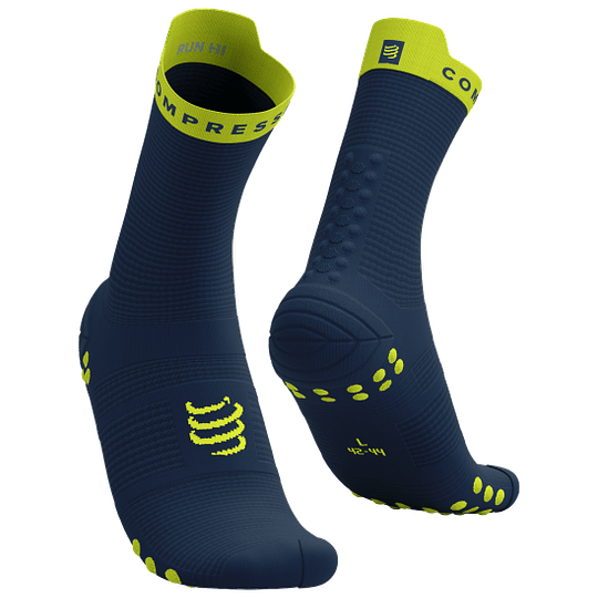 Pro Racing Socks v4.0 Run High DRESS BLUES/GREEN SHEEN