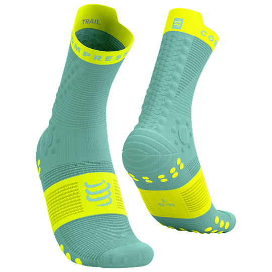 Pro Racing Socks v4.0 Trail - EGGSHELL BLUE/SAFETY YELLOW
