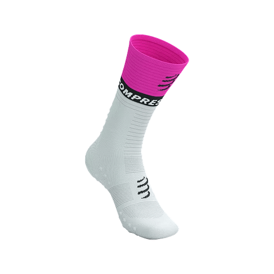 Mid Compression Socks V2.0 White/Safety Yellow Neon Pink