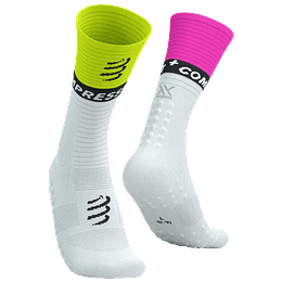 Mid Compression Socks V2.0 White/Safety Yellow Neon Pink