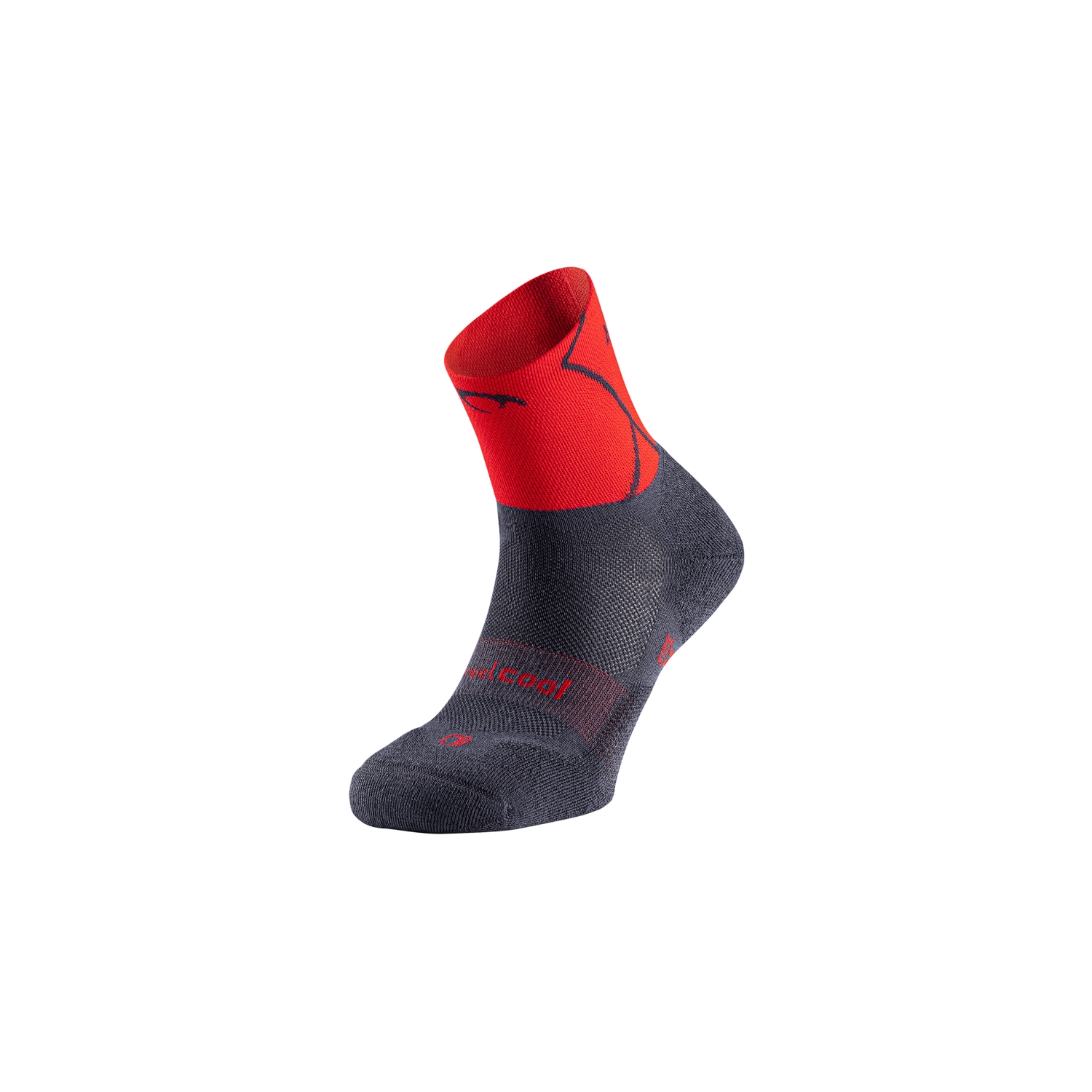Calceta TRACK FOUR (H4) - Dark grey & Red (UNISEX)