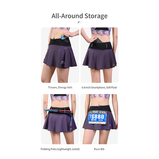 Falda Running Waist Pack Skirt - Purple