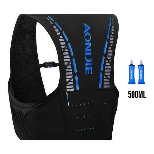 Chaleco de Hidratación Gale 5L Negro/Azul + 2 Soft Flask 500ml