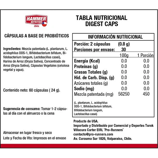 PROBIOTICO – DIGEST CAPS – HAMMER NUTRITION
