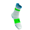 Pro Racing Socks V4.0 Run High - White/Norse Blue/Neon Green