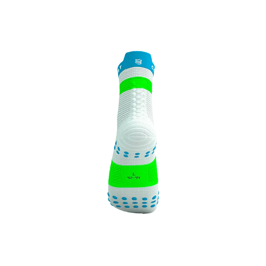 Pro Racing Socks V4.0 Run High - White/Norse Blue/Neon Green