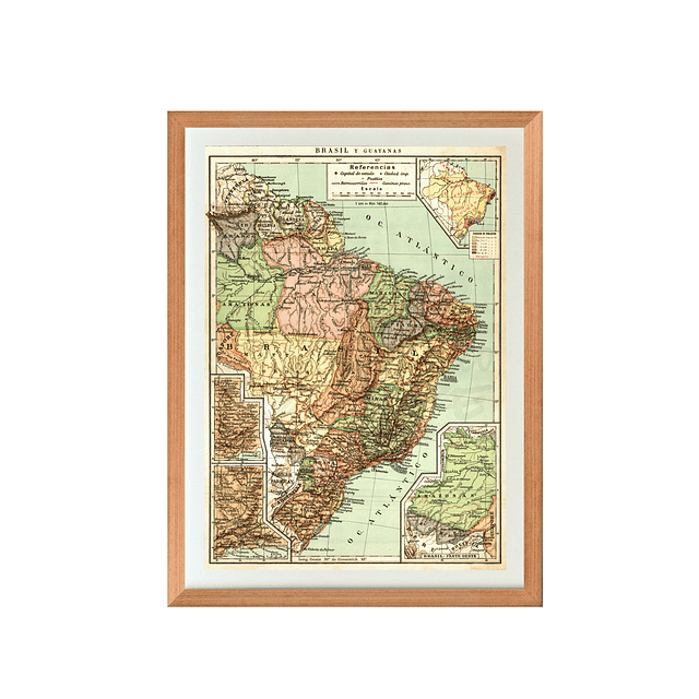 Mapa político Brasil y Guyanas pineable