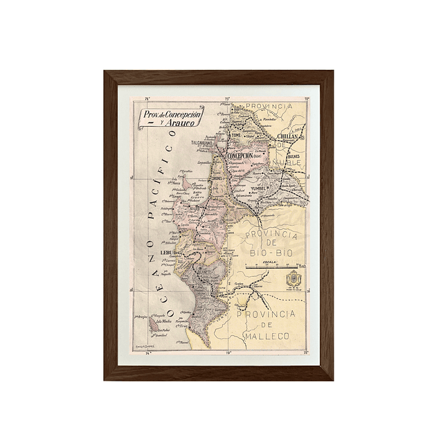 Mapa pineable antigua provincia de Concepción y Arauco