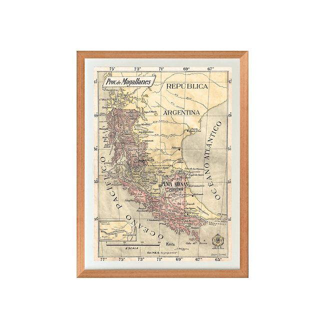 Mapa pineable antigua provincia de Magallanes 