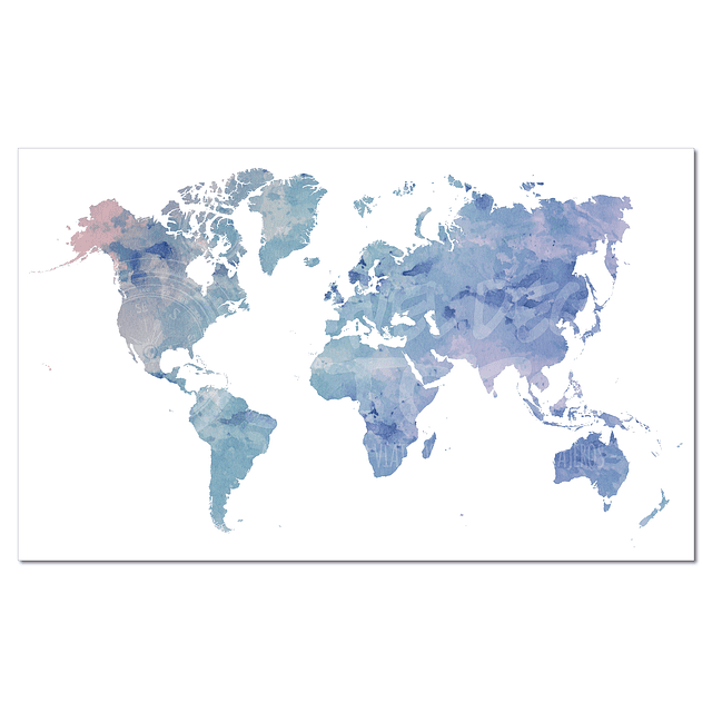 Mapa Mundi Acuarela Ilustrado 80x60 cms