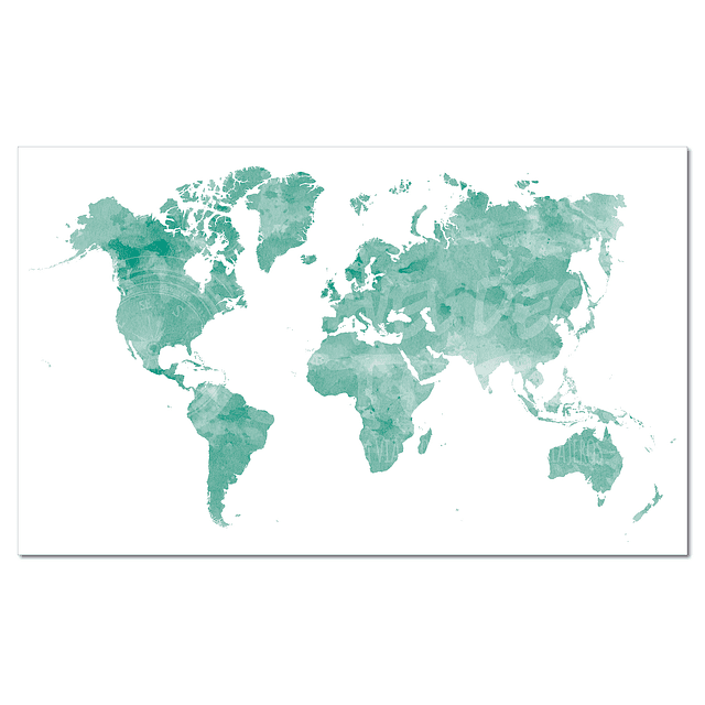 Mapa Mundi Acuarela Ilustrado 80x60 cms