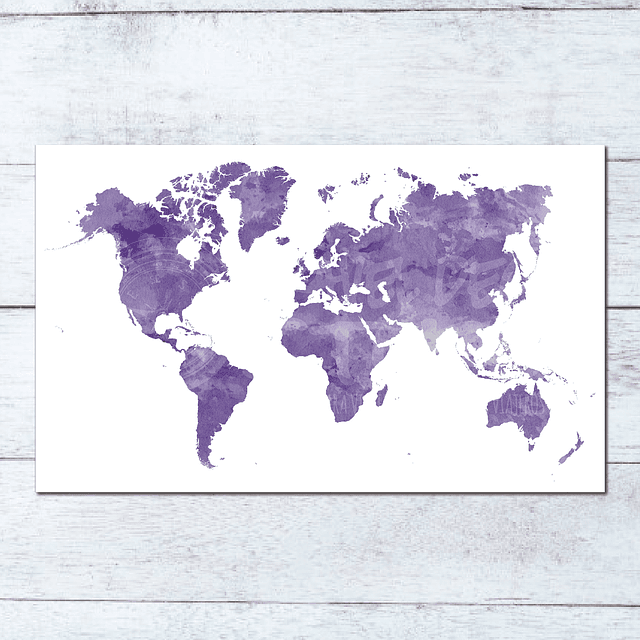 Print Mapa Mundi Acuarela Ilustrado para enmarcar 80x60 cms