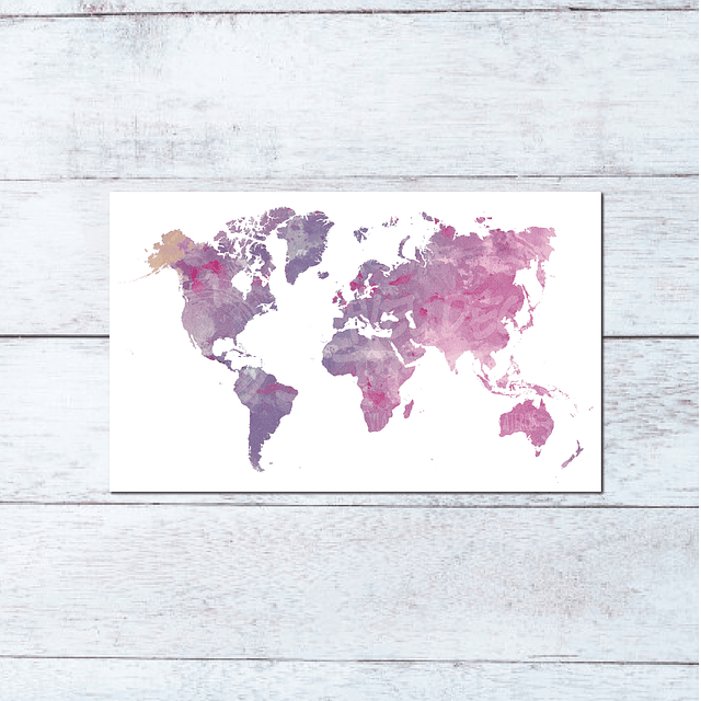 Print Mapa Mundi Acuarela Ilustrado para enmarcar 40x30 cms