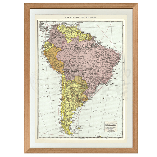 Mapa político América del Sur pineable XL marco Mañio